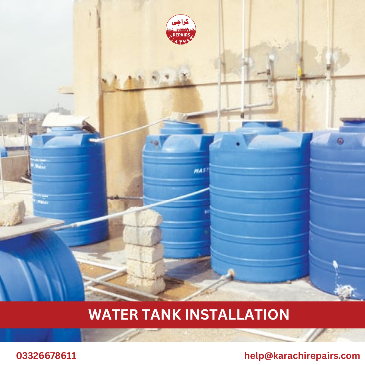 Water tank installation completed with fittings by Karachi Repairs
