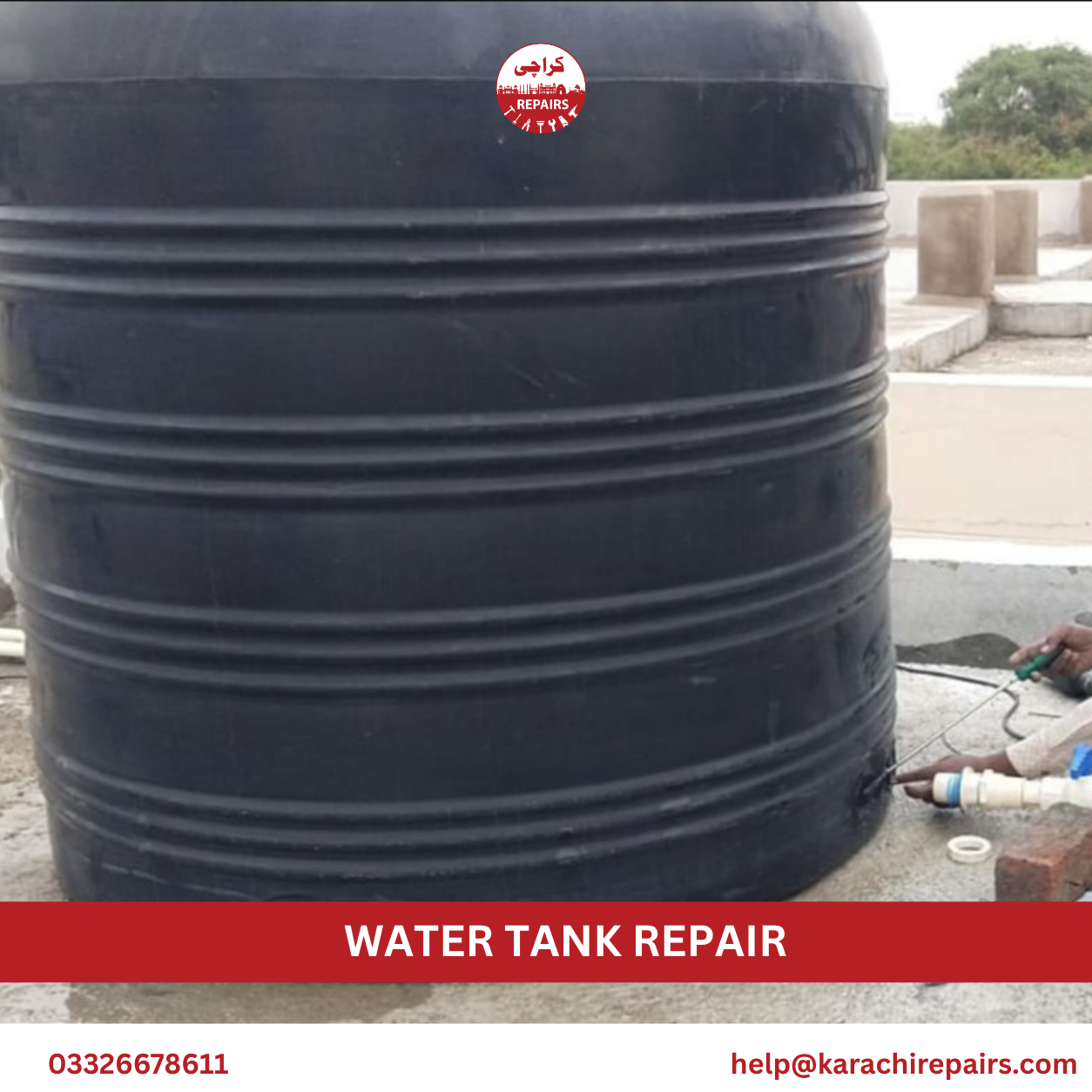 Rooftop water tank crack sealing and waterproofing