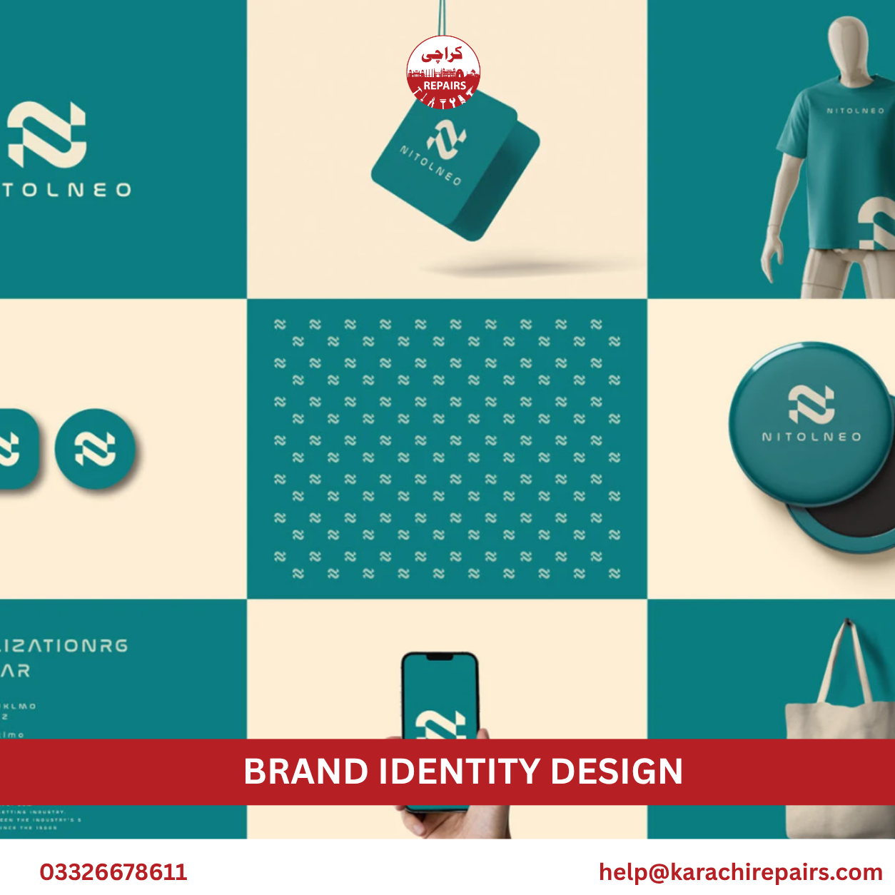 Professional brand identity design work by Karachi Repairs
