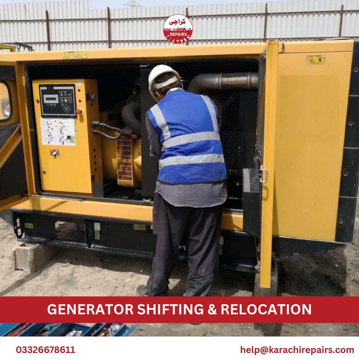 Generator being lifted and loaded onto a vehicle with proper rigging
