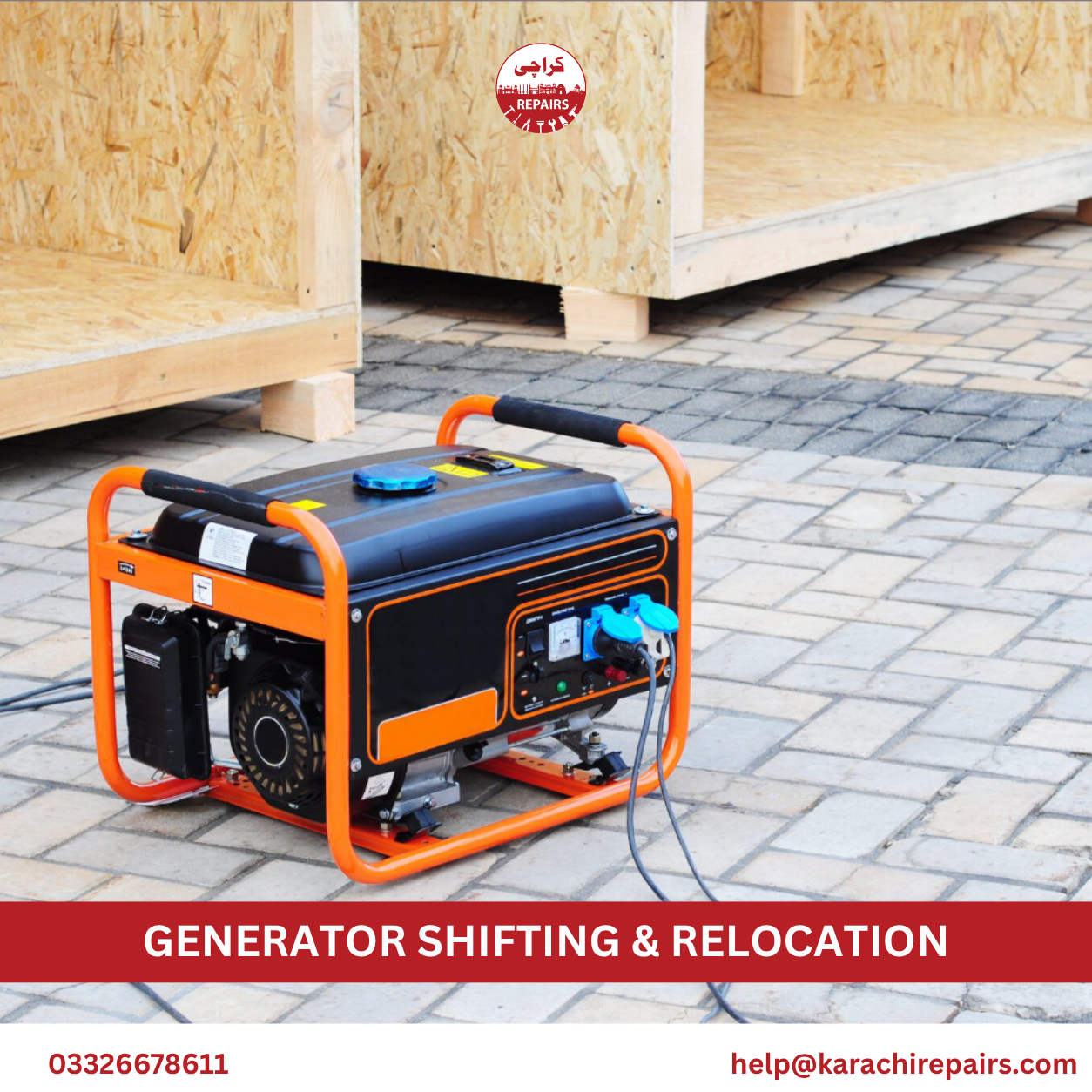 Team carrying out generator shifting and relocation in Karachi