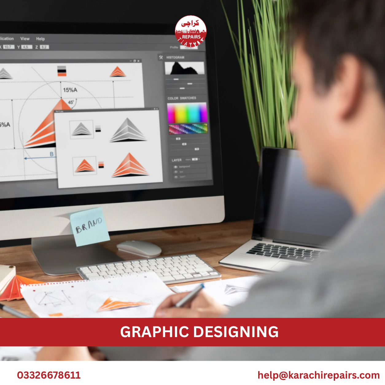Creative graphic designing work by Karachi Repairs