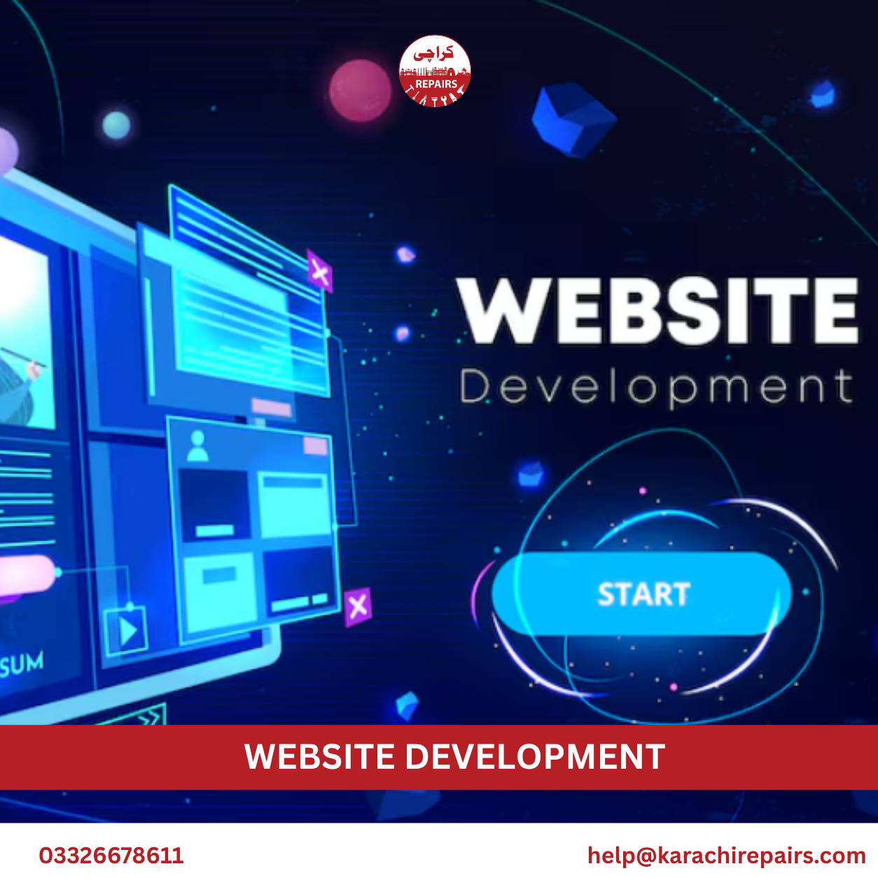 Modern responsive website development by Karachi Repairs